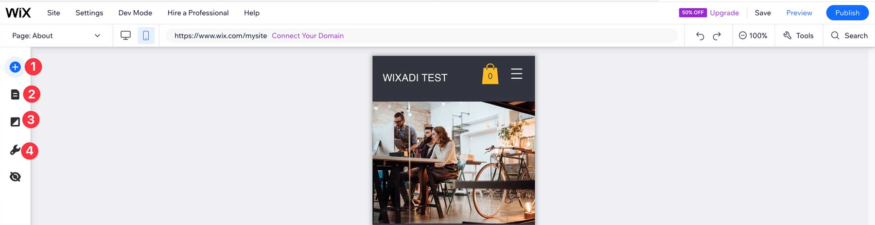 WixADI mobile menu