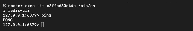 Screenshot: pinging the Redis server using redis-cli.