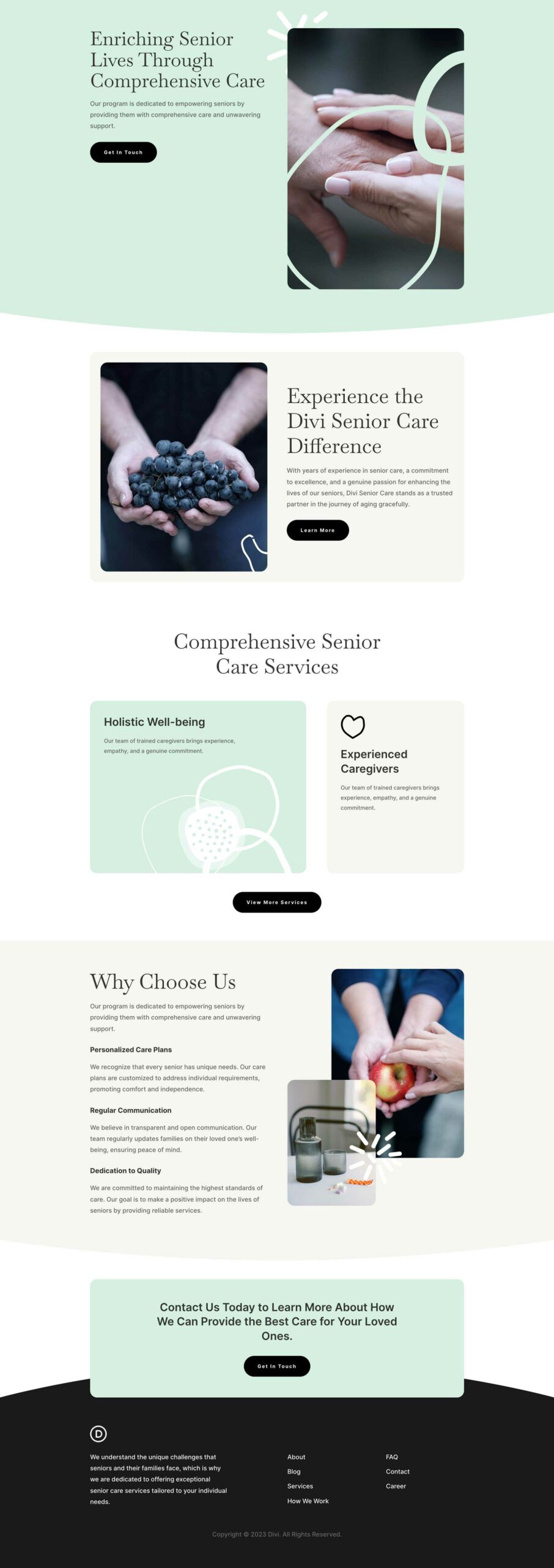 Senior Care Layout Pack for Divi