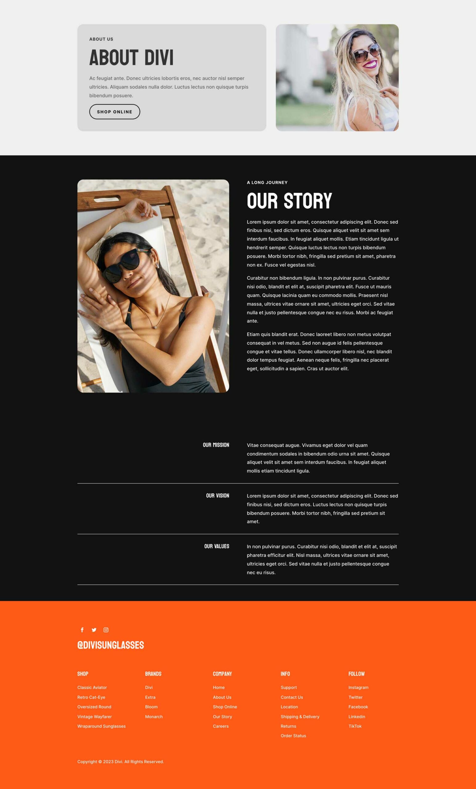 Sunglass Shop Layout Pack for Divi