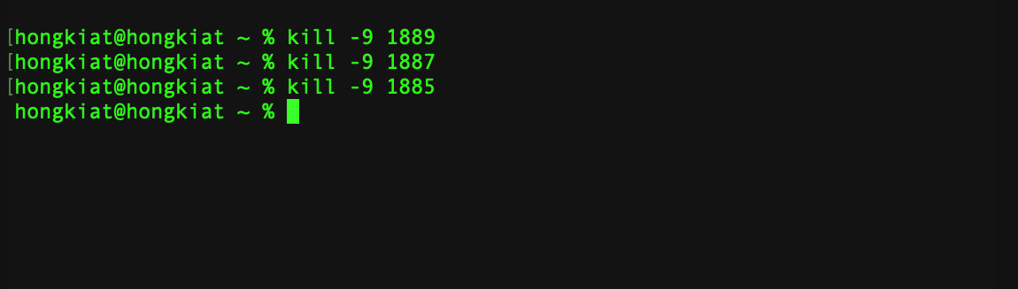 Terminal command to kill a process by PID