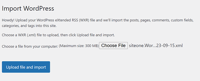 Upload import file