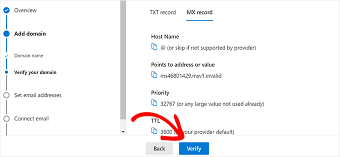 Verify domain