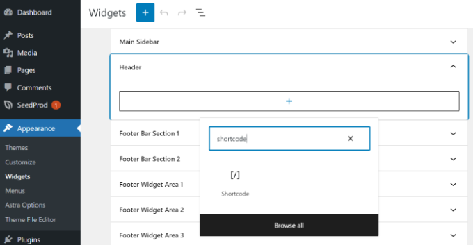 Add a shortcode widget block