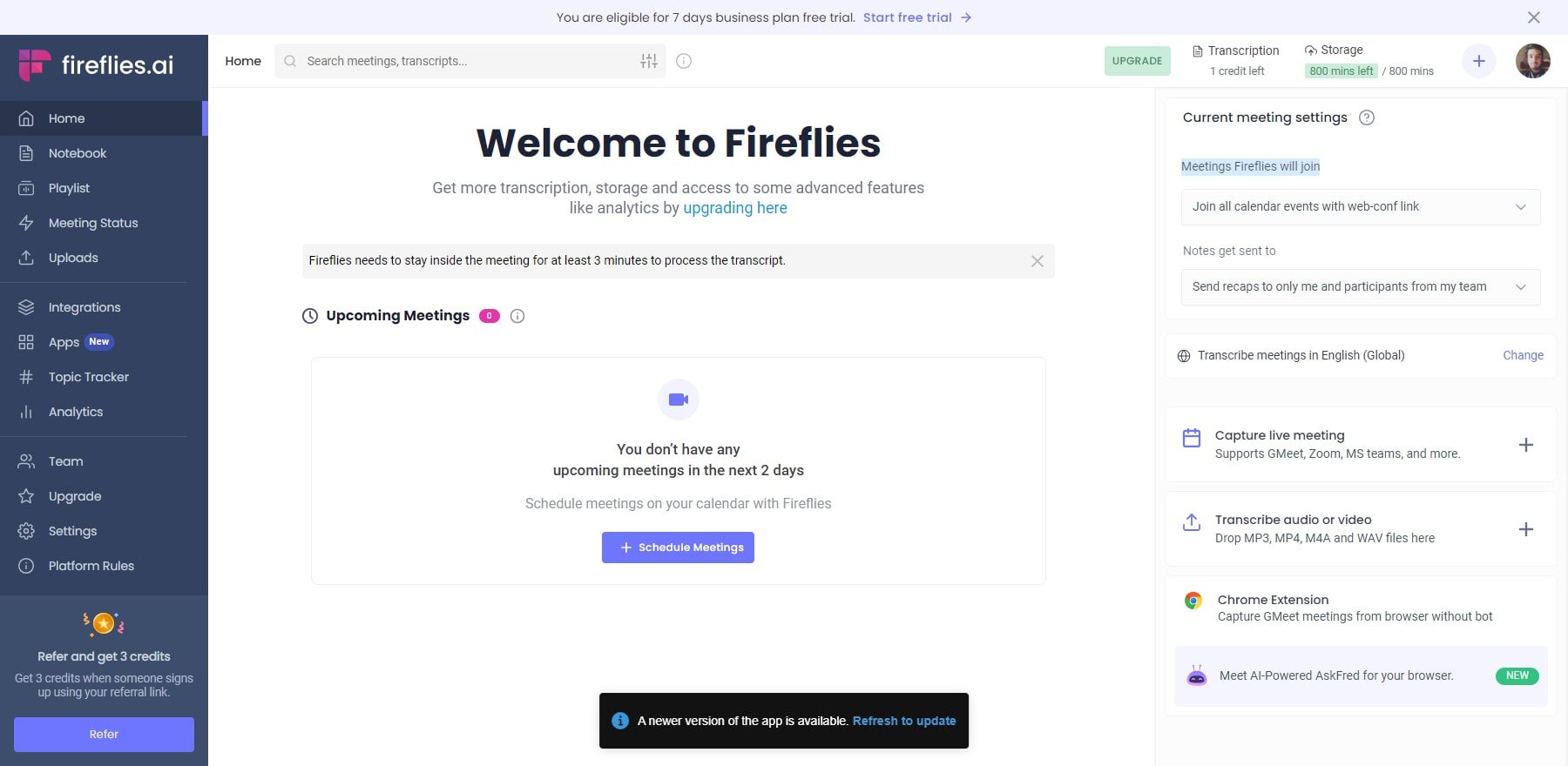 Fireflies AI schedule meetings