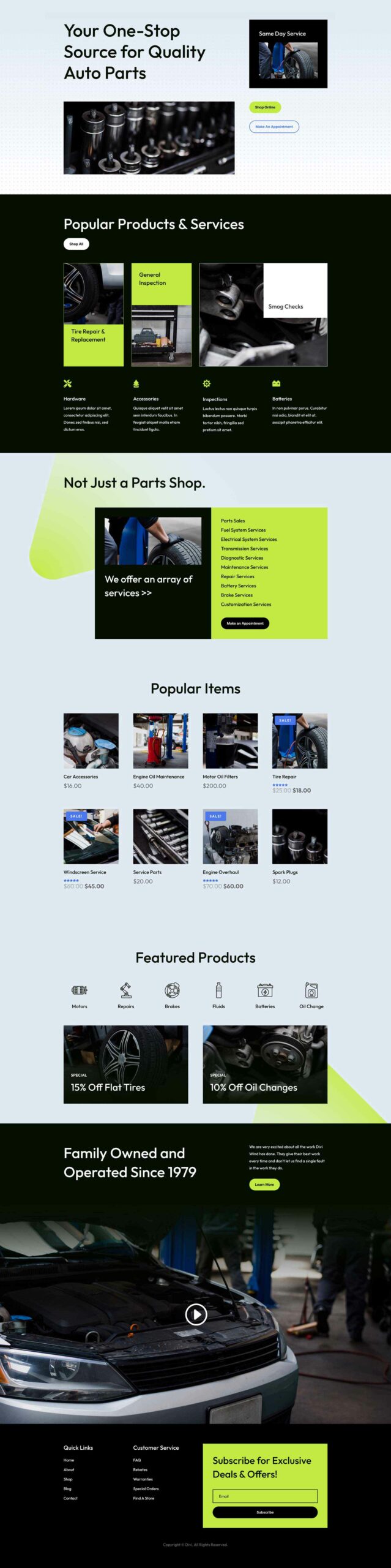 Auto Parts layout pack