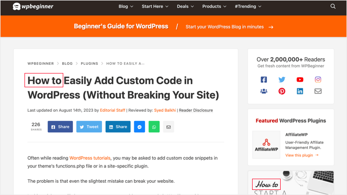 A How-to Blog Post on WPBeginner