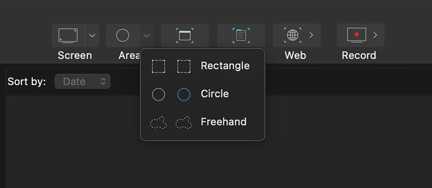 Selecting area for capture