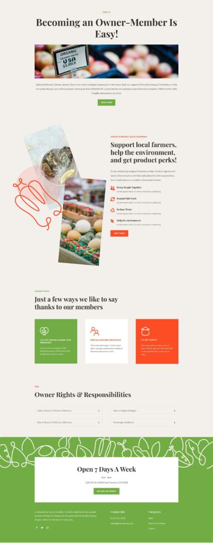 Food Co-op Layout Pack for Divi