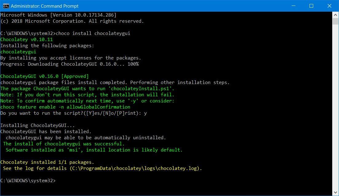 Installing Chocolatey GUI in Windows 10