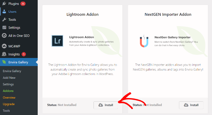 Install Lightroom addon