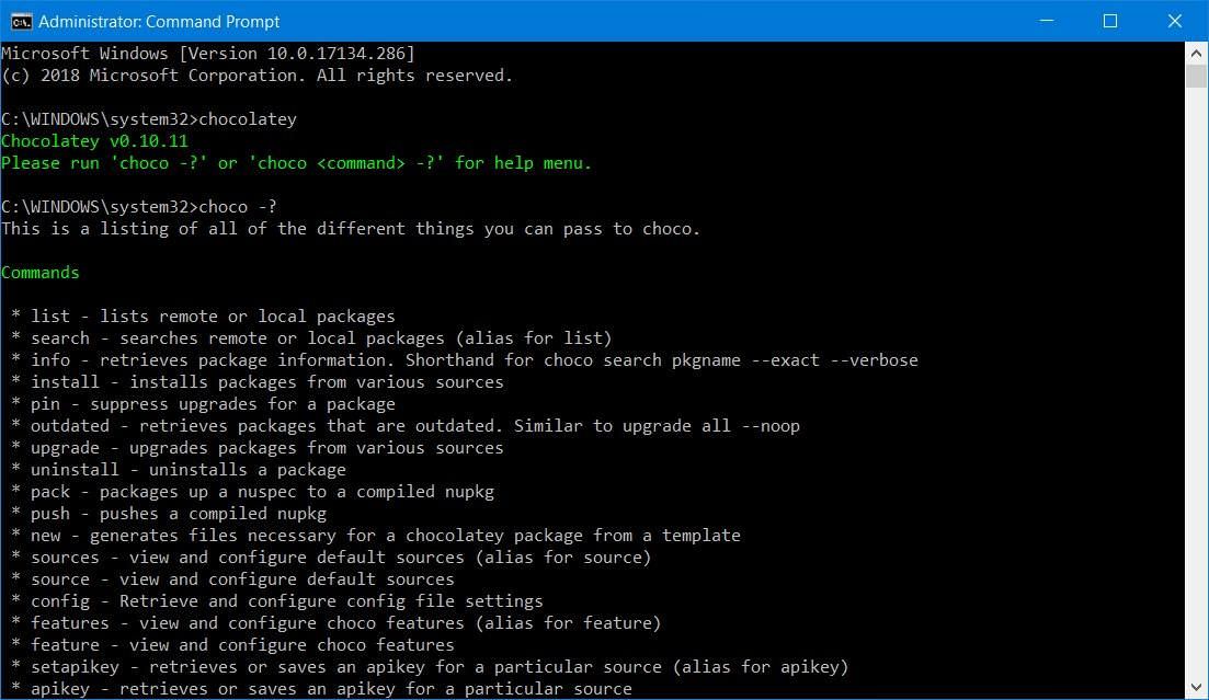 Test-running Chocolatey in Windows 10