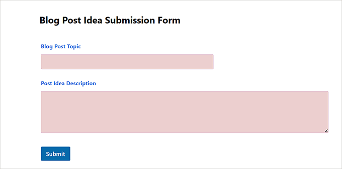 WPForms ChatGPT blog post idea form