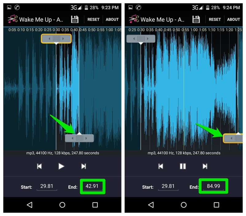 Sliders to adjust sound