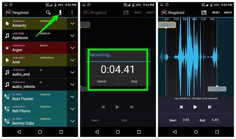 Recording sounds in Ringdroid