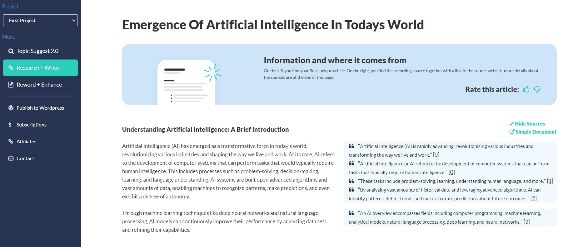 AI-writer-generate-interface