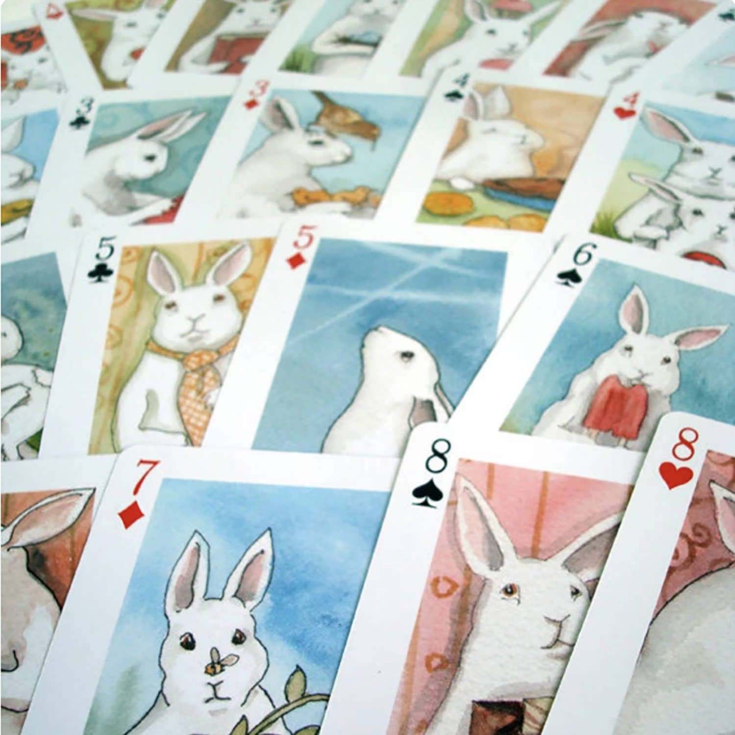 Adorable White Rabbits Poker Playing Cards