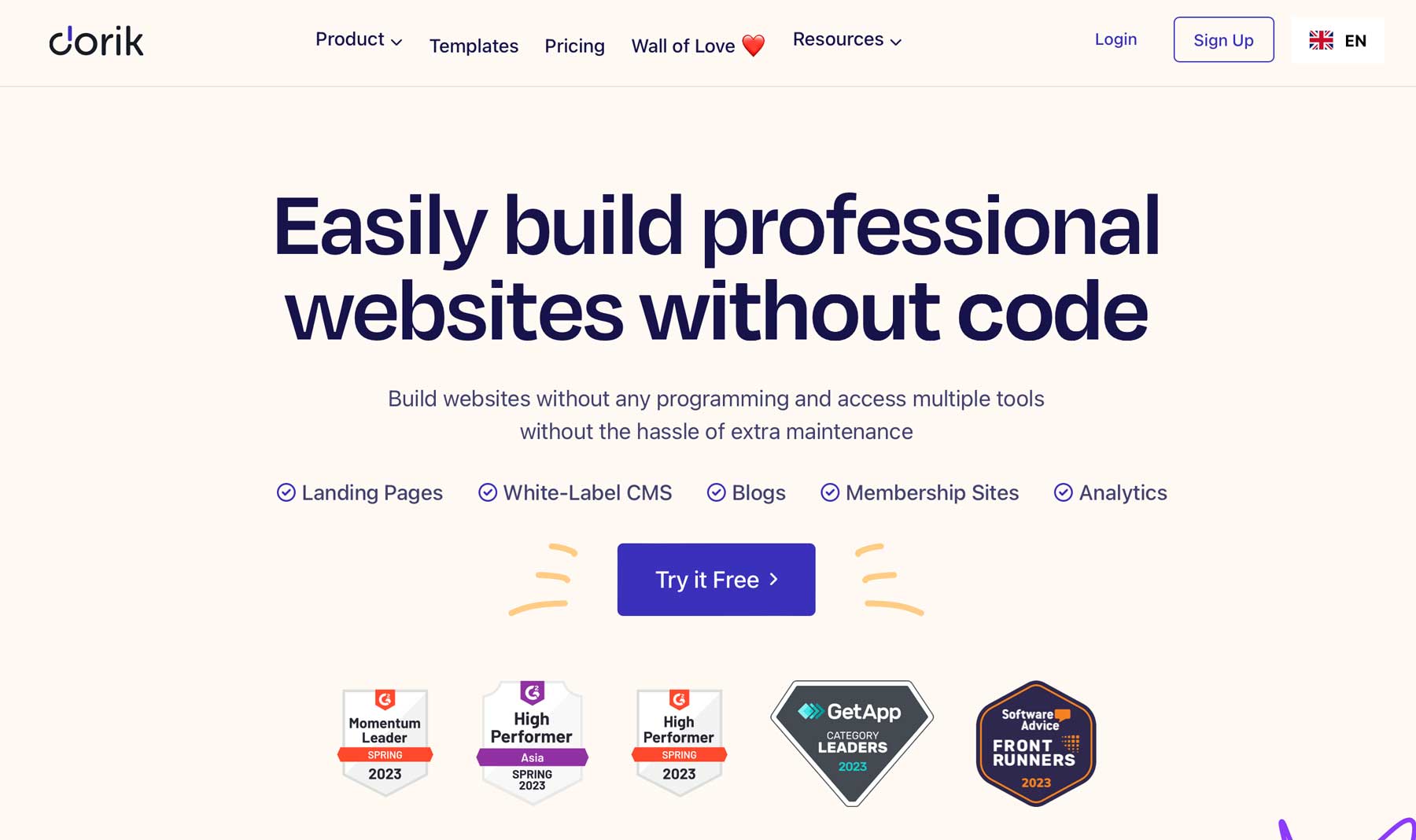 Dorik free website builder