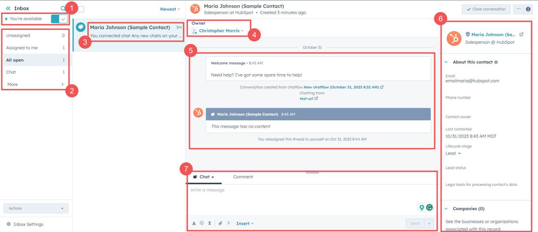 Hubspot Conversations Inbox - Inbox Elements