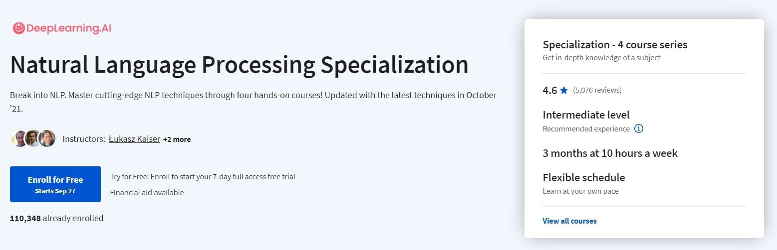Natural Language Processing Specialization