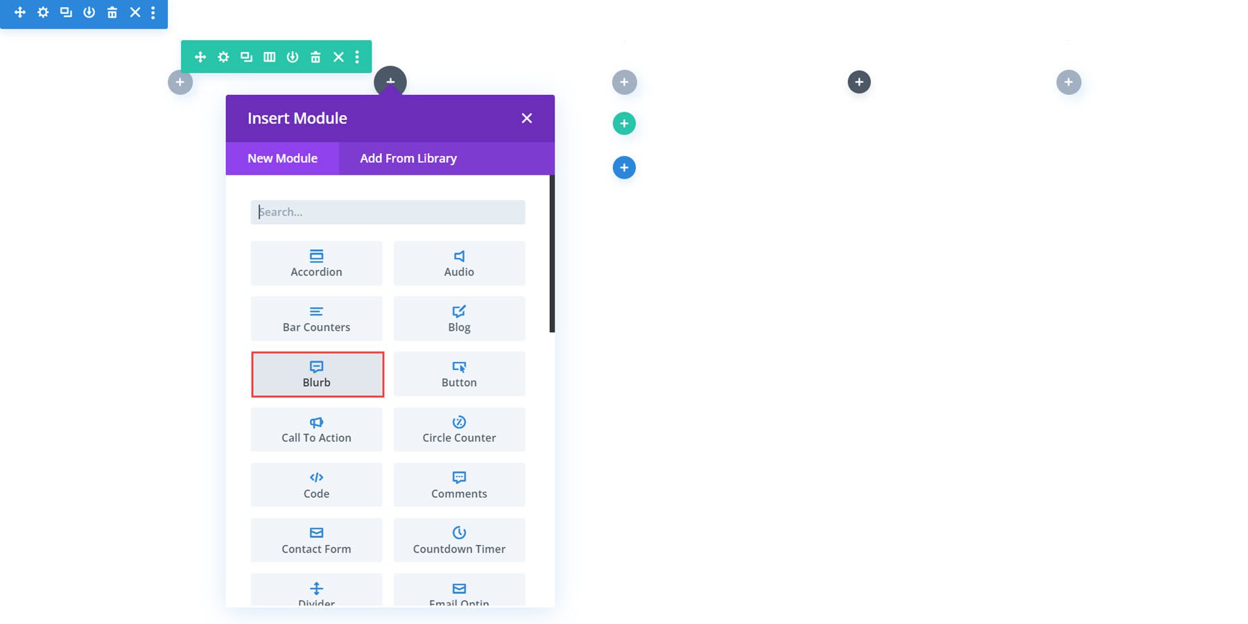 Divi Blurb Module Add Module