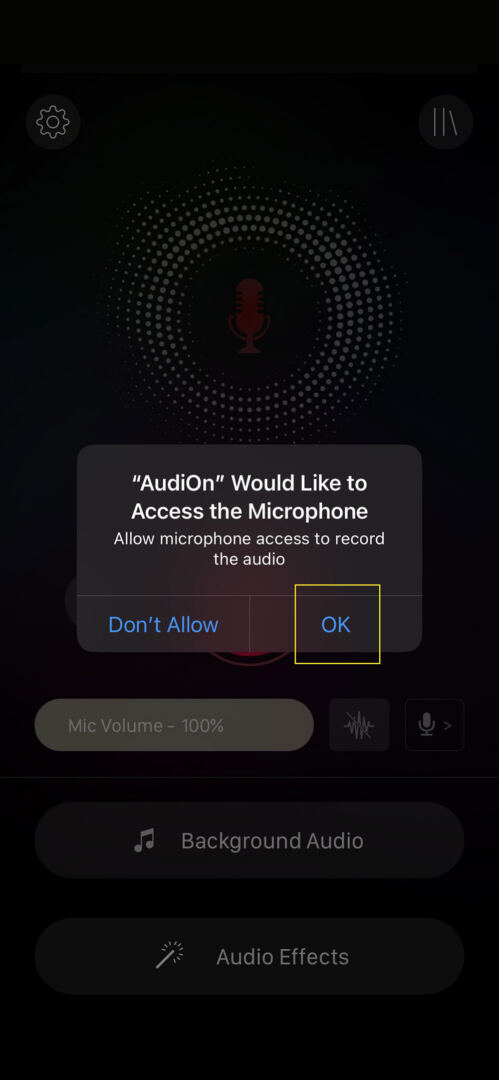 Microphone Access Prompt in AudiOn