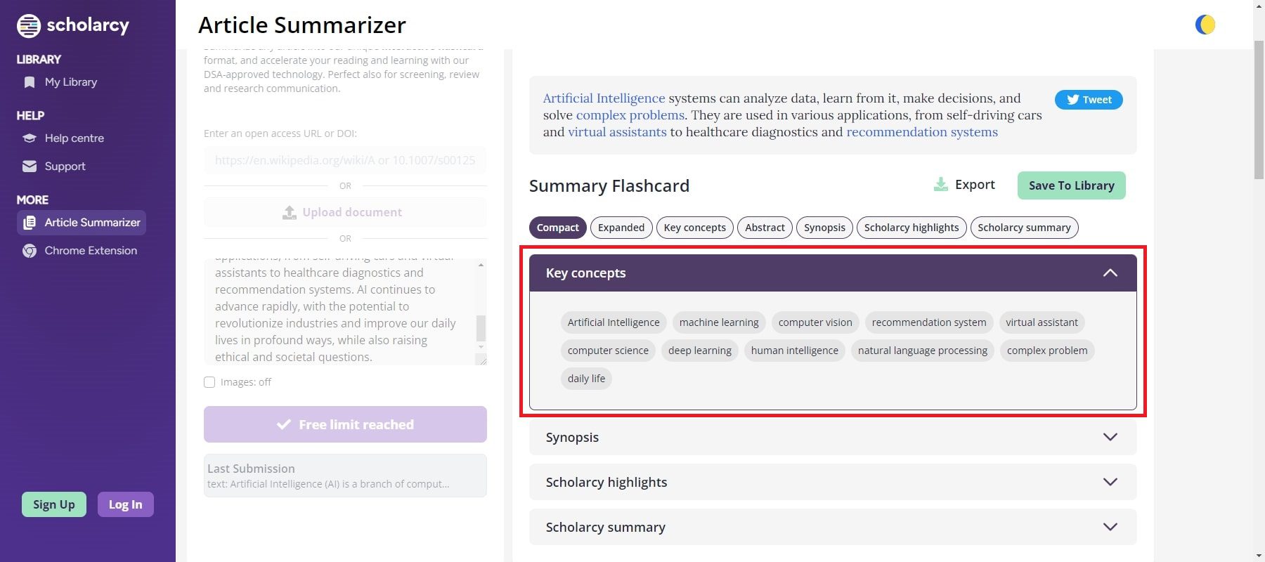 scholarcy key points