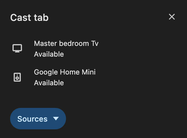 Chrome Cast tab interface