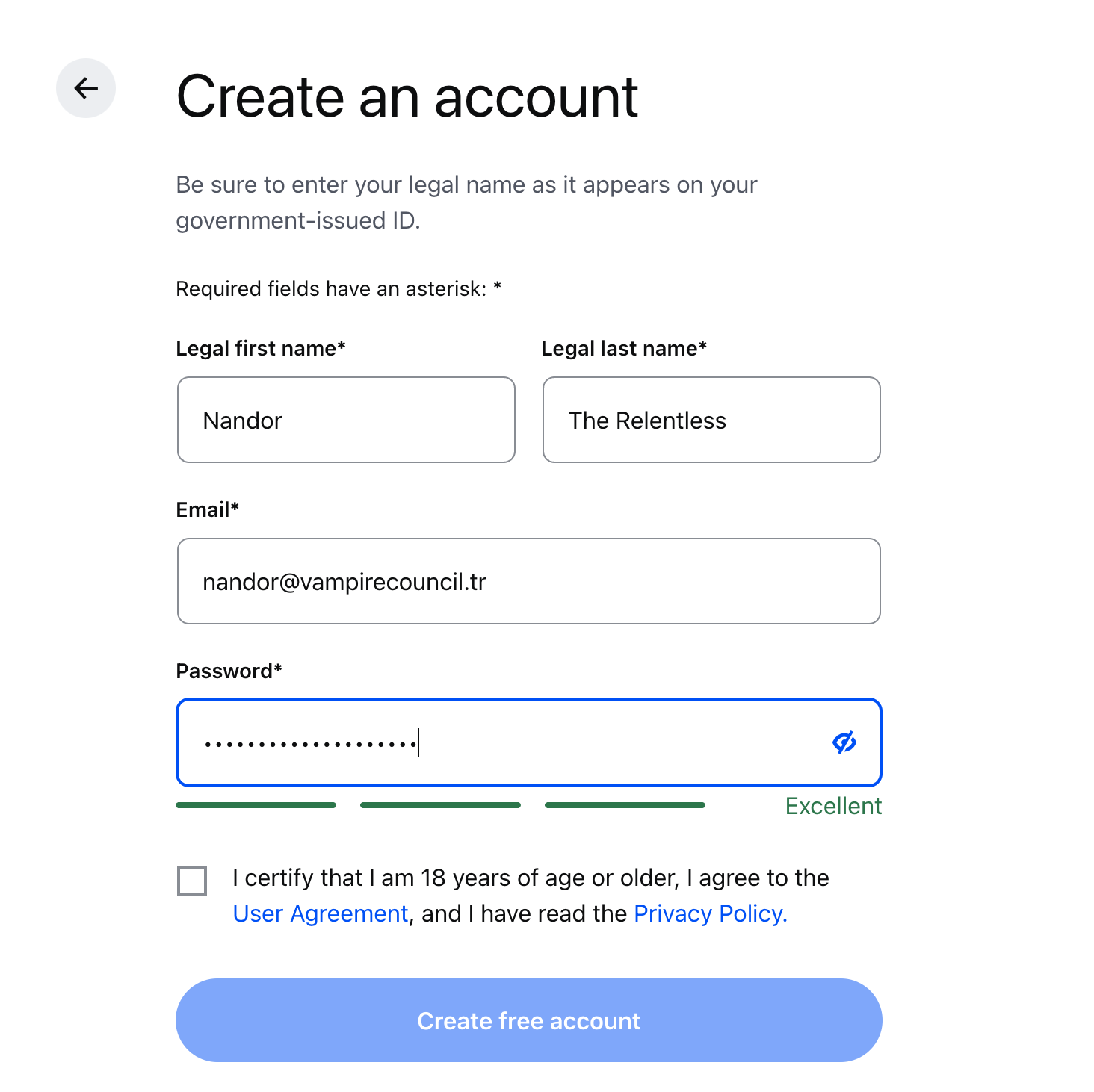 Coinbase password strength