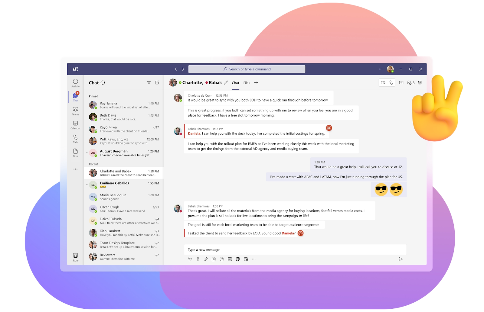 Microsoft Teams example chat