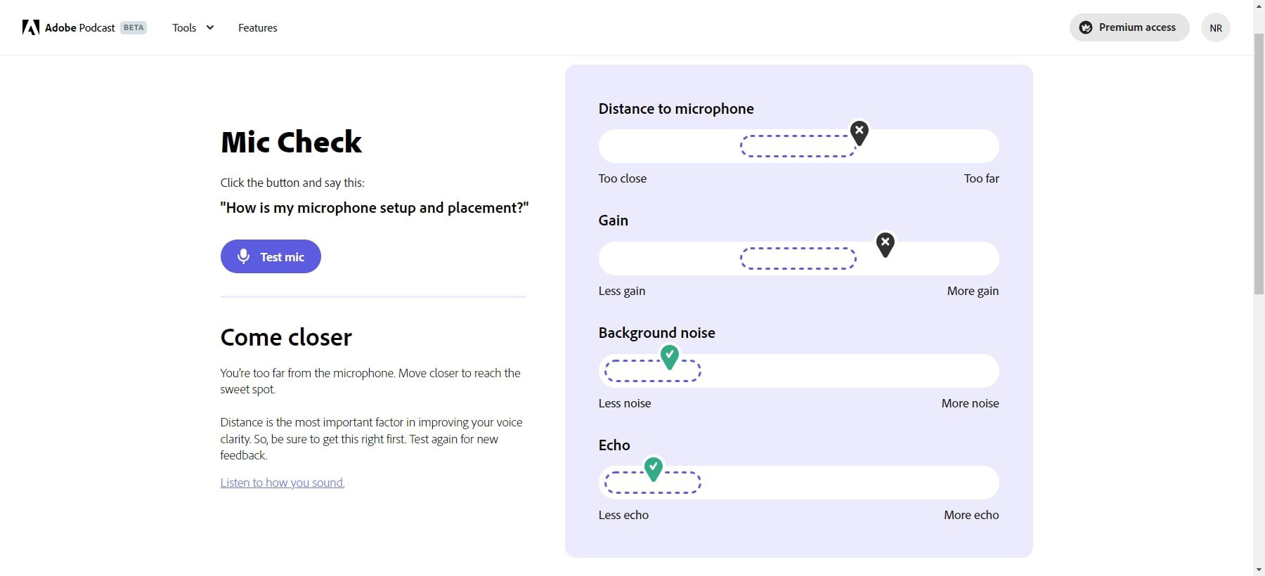adobe podcast ai mic check