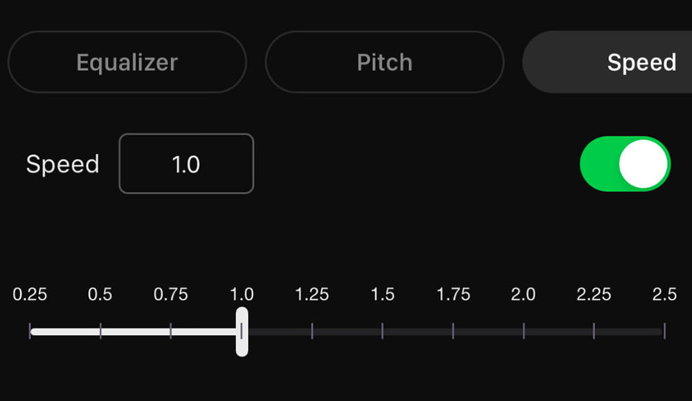 Speed Adjustment in AudiOn