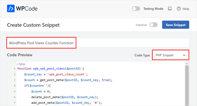 Creating the WordPress Post Views Counter Function in WPCode