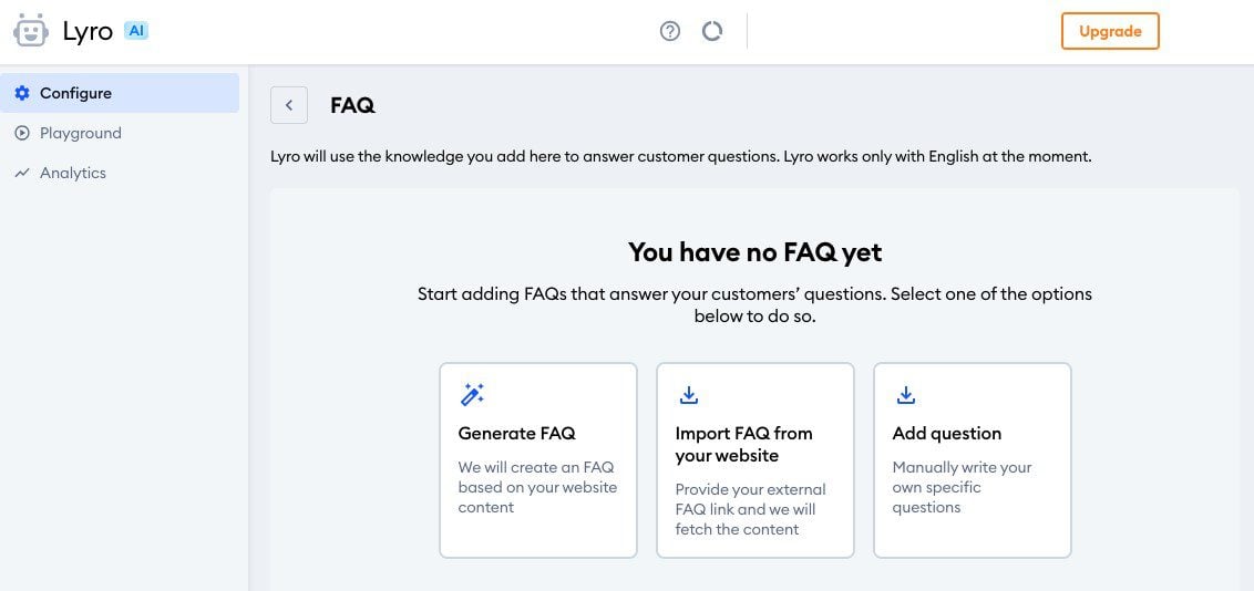 Add FAQ to Lyro AI