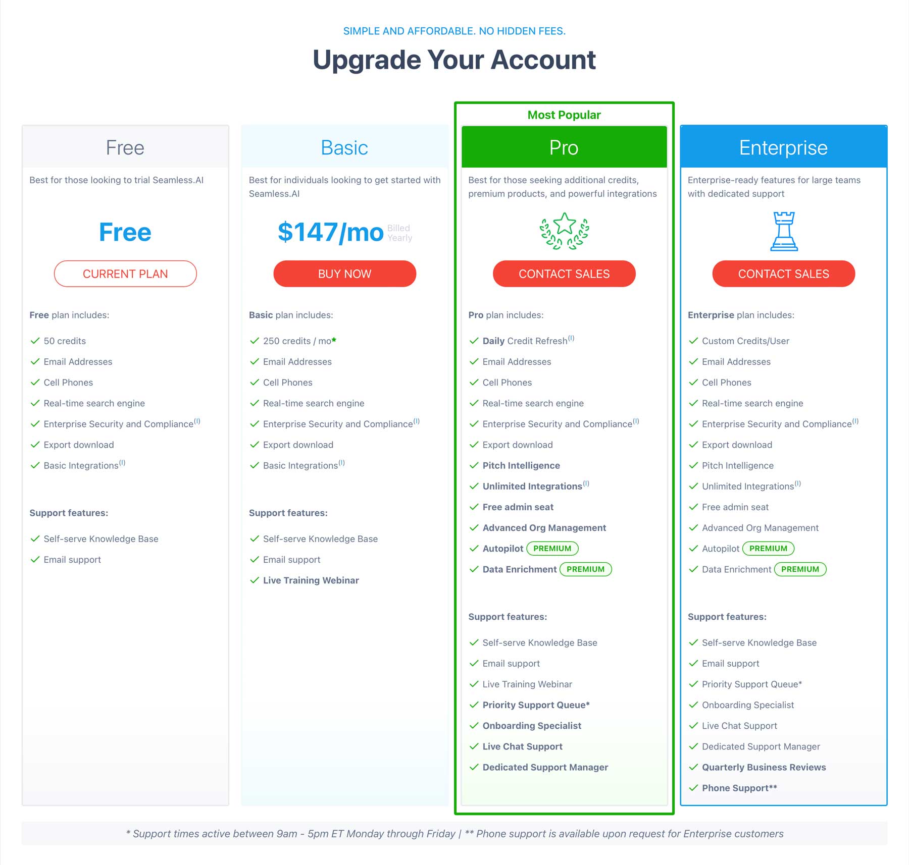 Seamless AI pricing plans