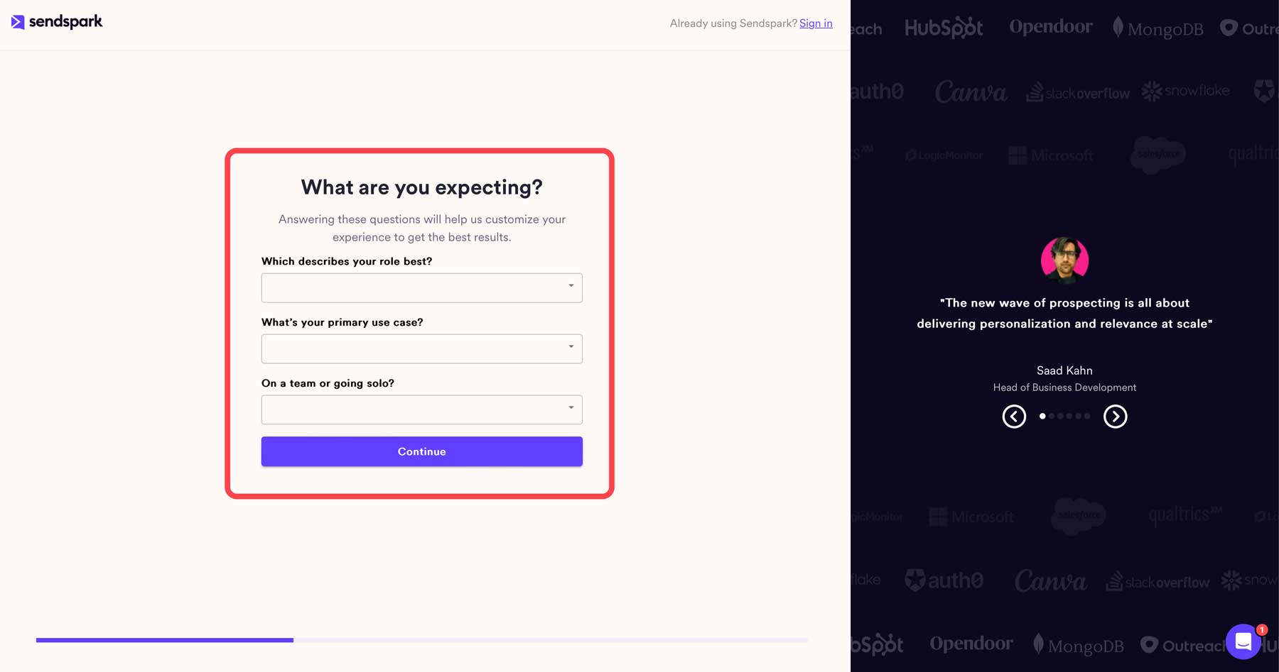 Sendspark questionaire