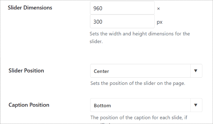 Slider Dimensions 