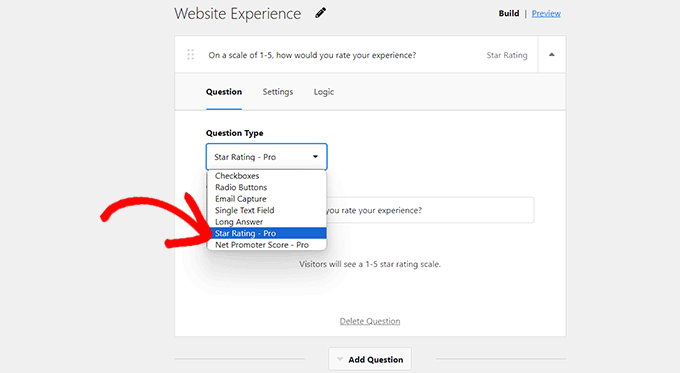 Choose a question type