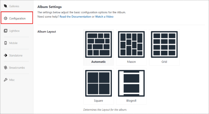 configuration layout 