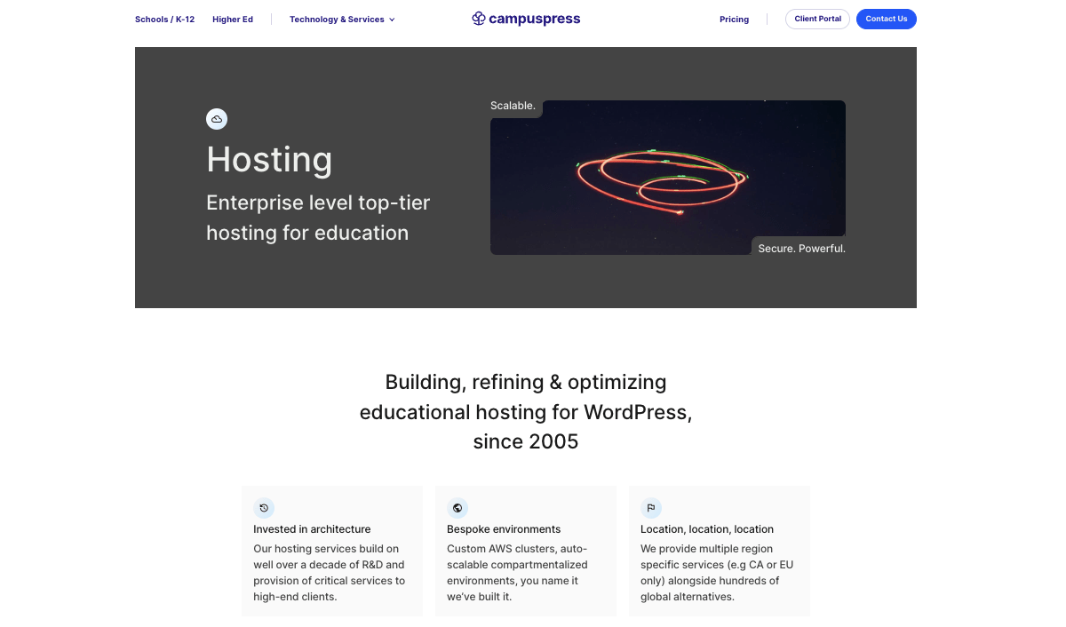 An image showing CampusPress's pricing plans