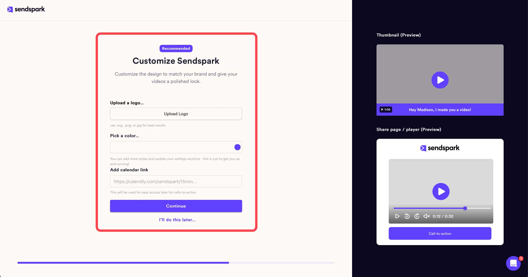 customize Sendspark