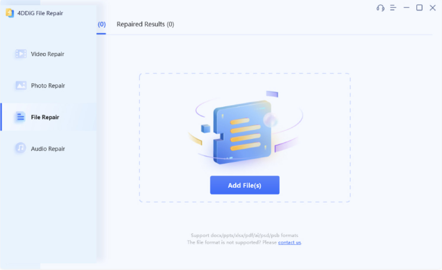 Adding files to 4DDiG File Repair