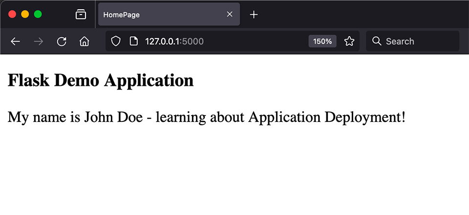 Screenshot of a web browser displaying the initial stage of the Flask application.