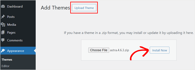 Installing a new theme in WordPress Playground