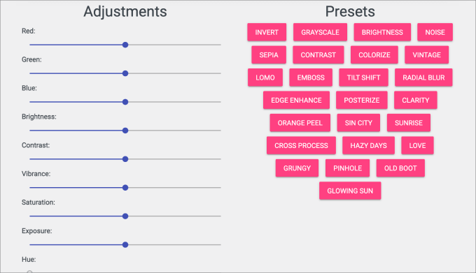 Adjustments and presets