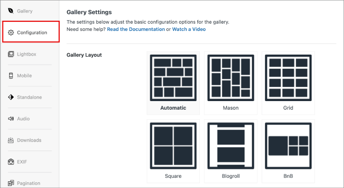 Configurations tab