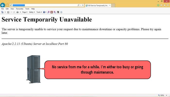 503 Service Temporarily Unavailable Page