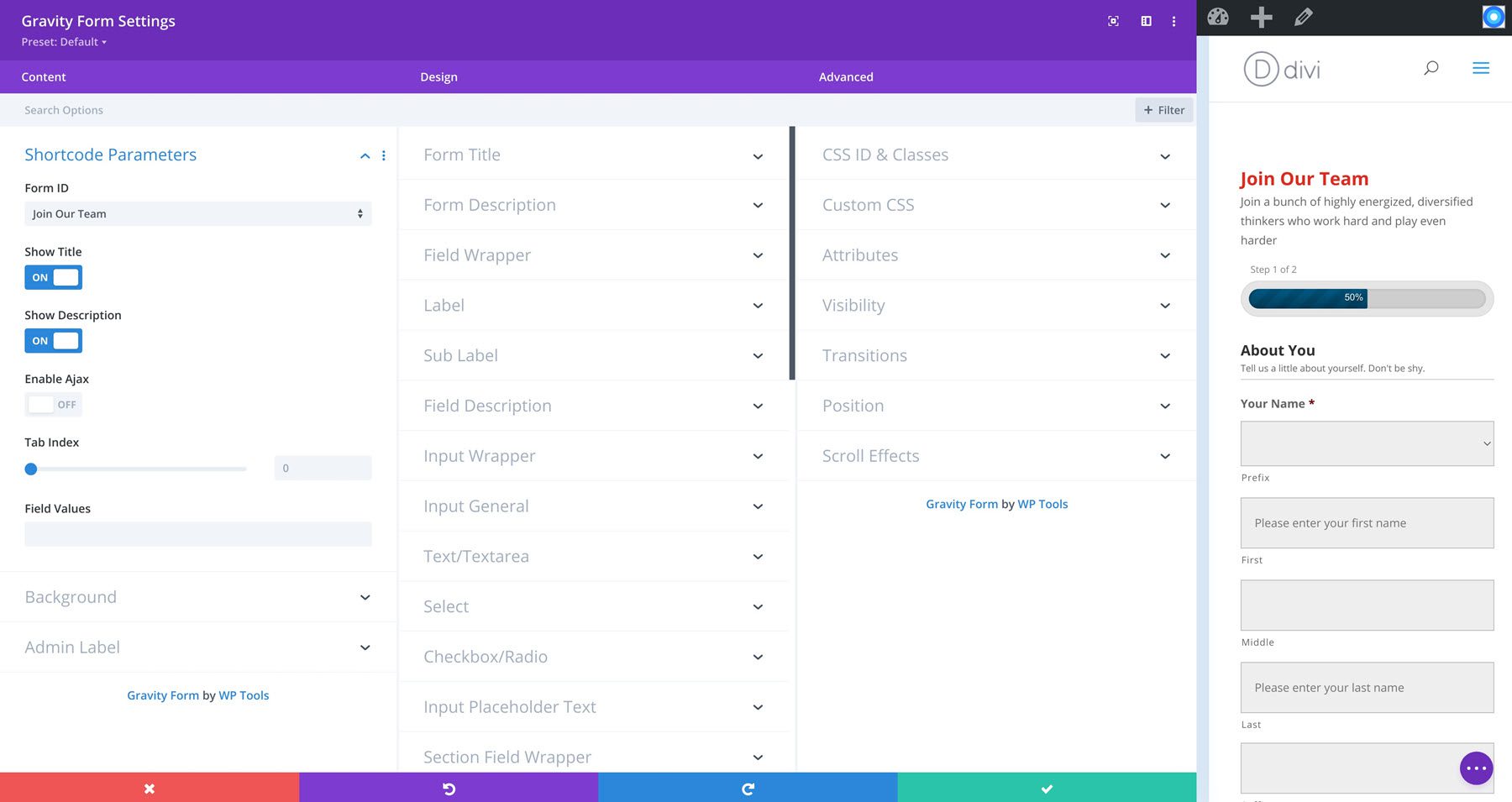 Divi Gravity Forms