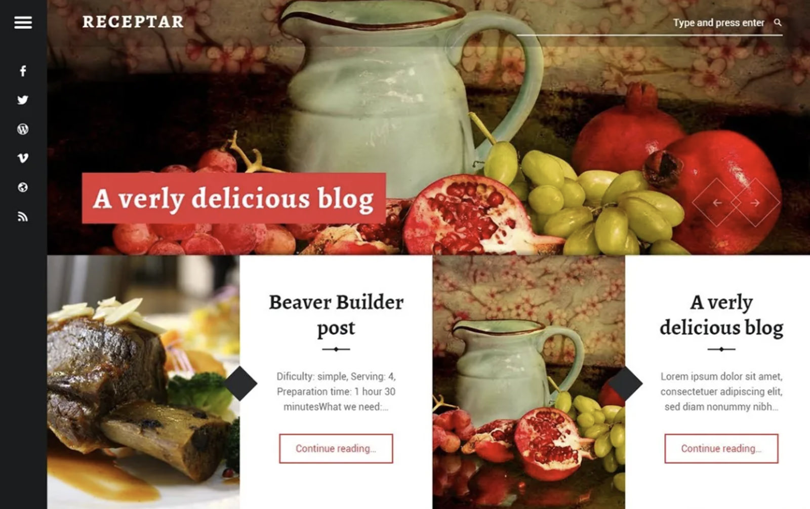 Receptar WordPress Theme