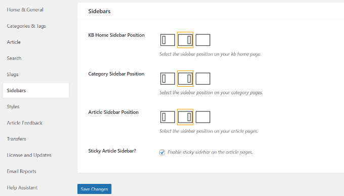 Edit the sidebar settings